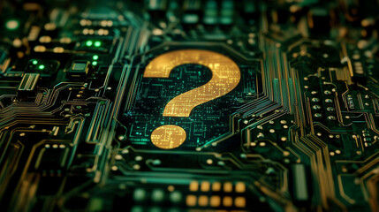 A floating technological computer chip glowing with a futuristic blue light surrounded by digital circuitry symbolizing innovation connectivity and advanced computing in a high-tech environment