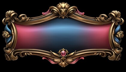 Ornate Gold Frame with Red and Blue Banner