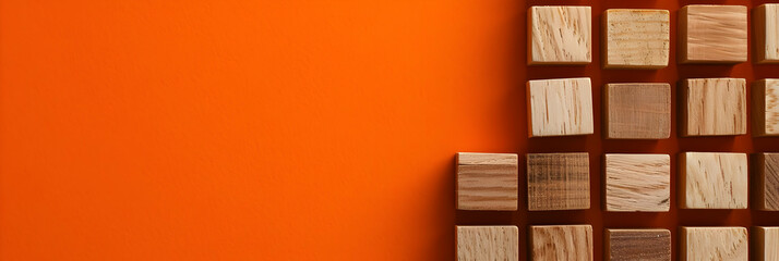 Orange Background with Wooden Blocks Illustration