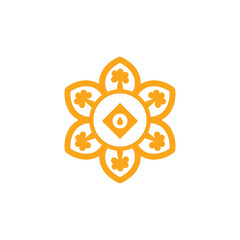 Geometric flower Floral icon. Mandala icon ornamental design element. Template for laser cutting or engraving. illustration of religious ornaments for many purposes. 