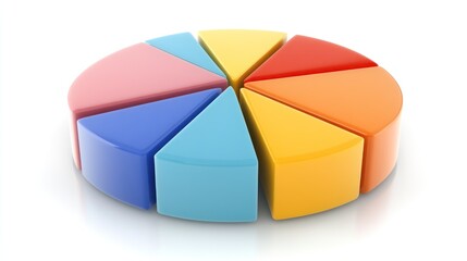 Obraz premium A colorful pie chart divided into segments, representing data visualization.