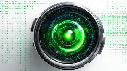 Futuristic Green Tech Lens  Digital Interface  Abstract Background