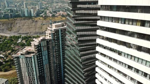 Aerial View of Modern Skyscrapers in Vera District, Tbilisi