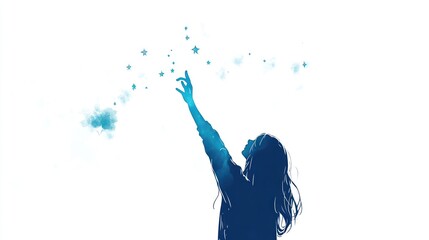 A silhouette of a person reaching towards stars, conveying a sense of wonder and aspiration.