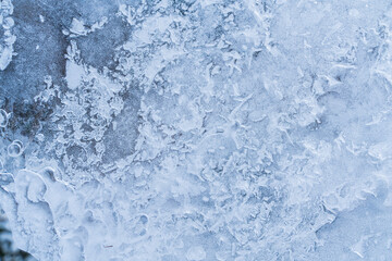 background frozen winter window glass in ice and snow