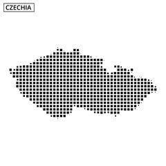 Fototapeta premium Black and white dotted map of the Czech Republic with distinct geographical outline