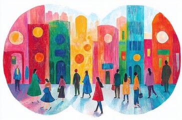 People Various Lifestyles Shopping Family Interacting Walking Dog Vacation Rainy Season Travel Illustration