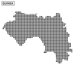 Fototapeta premium Black dot pattern map outline of Guinea with a textured background