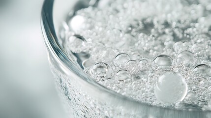Close-up of bubbles in a glass of water.