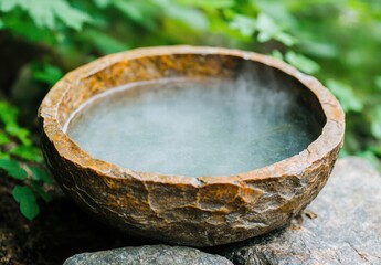Fototapeta premium Steaming hot spring in natural stone basin