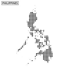 Obraz premium Outline of the Philippines in a dotted design with minimalist style for educational use