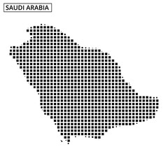 Unique dotted map representation of Saudi Arabia showcasing its geographical outline