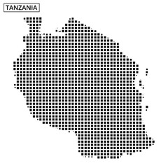 Tanzania map outline created with dotted pattern showcasing geographical features