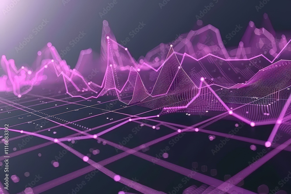 Sticker a purple line graph with a lot of lines and dots