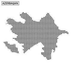 Obraz premium Outline of Azerbaijan with dotted pattern representing the country's borders