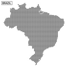 Obraz premium Detailed map outline of Brazil with a dot pattern and a unique texture design