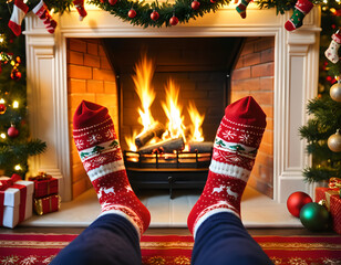 Christmas magic: cozy moments by the fireplace