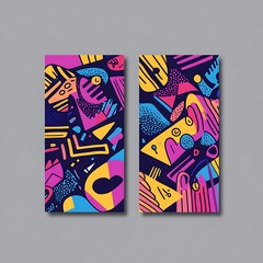 Abstract Colorful Geometric Pattern Designs On Cards