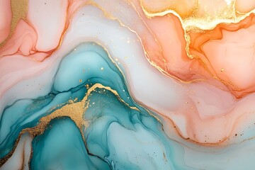 Obraz premium Abstract Design Fluid Gold Accents Vibrant Pink Blue Stunning Artwork