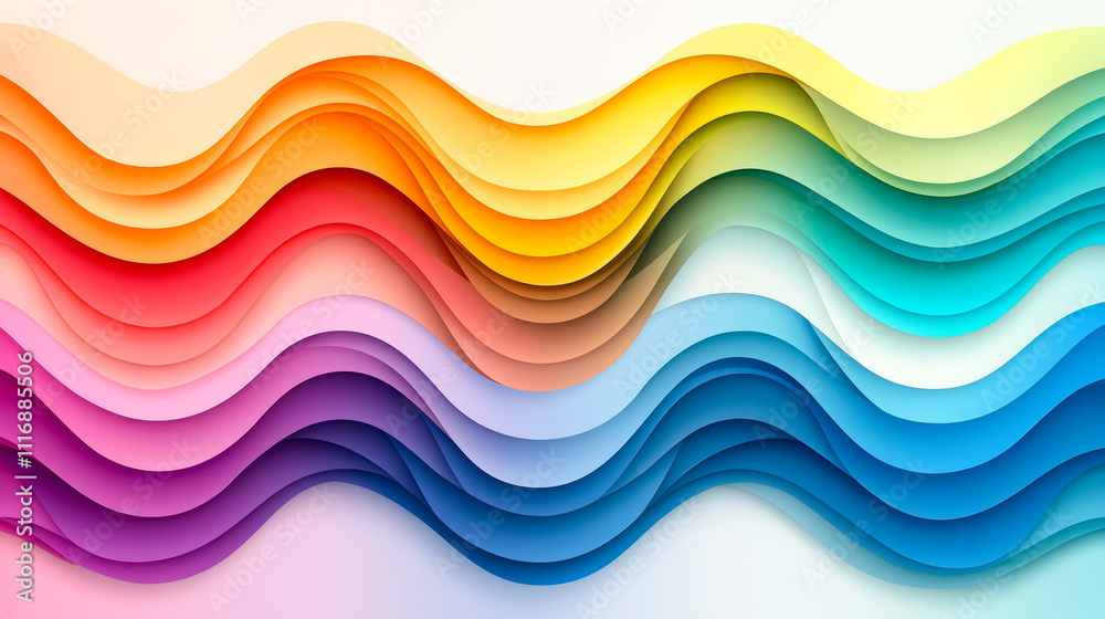 Poster Vibrant wave patterns in various colors flow harmoniously, adding energy and creativity to any design or artistic endeavor
