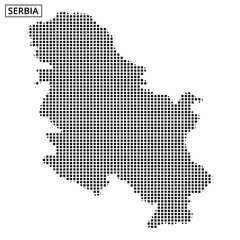 Map outline of Serbia highlighting geographical features and major regions