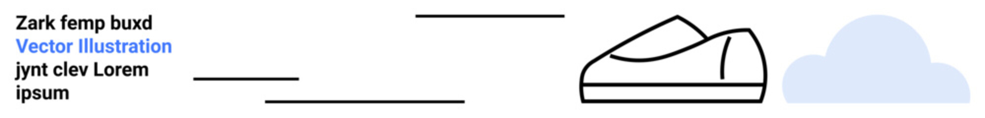 Minimalistic running shoe design with black outlines, blue cloud accent, and abstract lines. Ideal for sportswear brands, athletic shoe advertisements, fitness campaigns, minimalist artwork, design