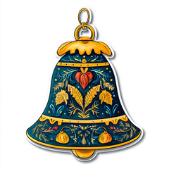 Christmas bell with floral ornament on a white background. 