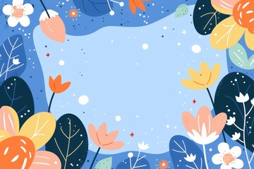 A blue background with a flowery border