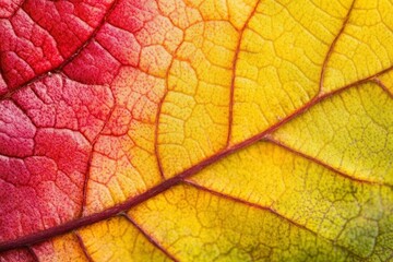 Fototapeta premium A close-up of a colorful leaf showcasing intricate vein patterns.