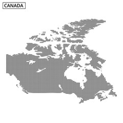 Map of Canada represented in dot pattern showcasing geographical regions clearly