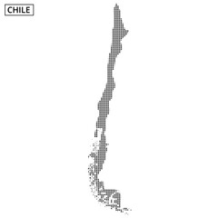 Fototapeta premium Outline of Chile with dotted pattern and colorful waves in the background