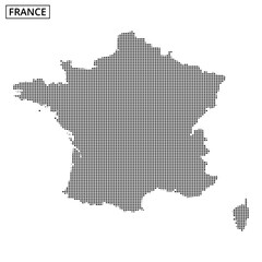 Outline of France created with dotted patterns outlines geographical features accurately