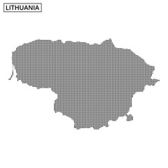 Obraz premium Artistic representation of Lithuania's outline with dotted patterns in monochrome design