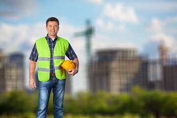 Naklejka premium Engineering people at work at construction site.