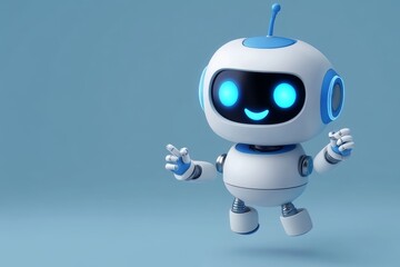 Cute Cartoon Robot Character Digital Illustration Technology Science AI Vector