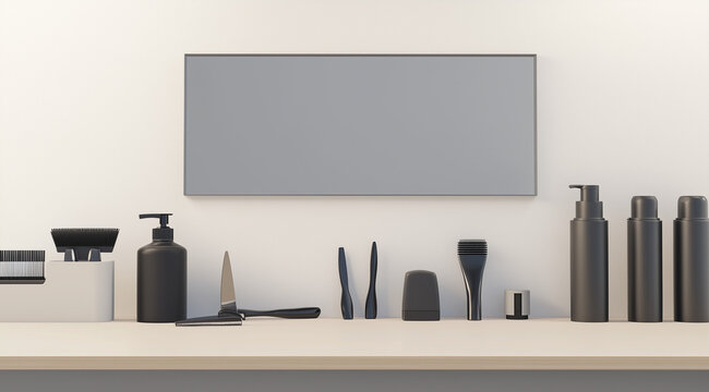 Essential Hair Cutting Tools Neatly Arranged on a Table: Ideal for Barbers