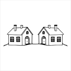 Hand drawn house Vector illustration . House Drawing Vectors & Illustrations.