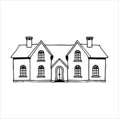 Hand drawn house Vector illustration . House Drawing Vectors & Illustrations.