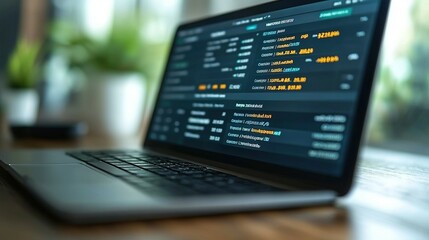 Laptop Displaying Financial Market Data Information