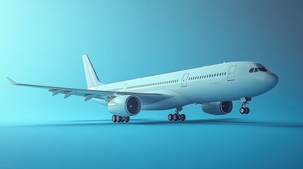 Obraz premium White Airplane on a Light Blue Background