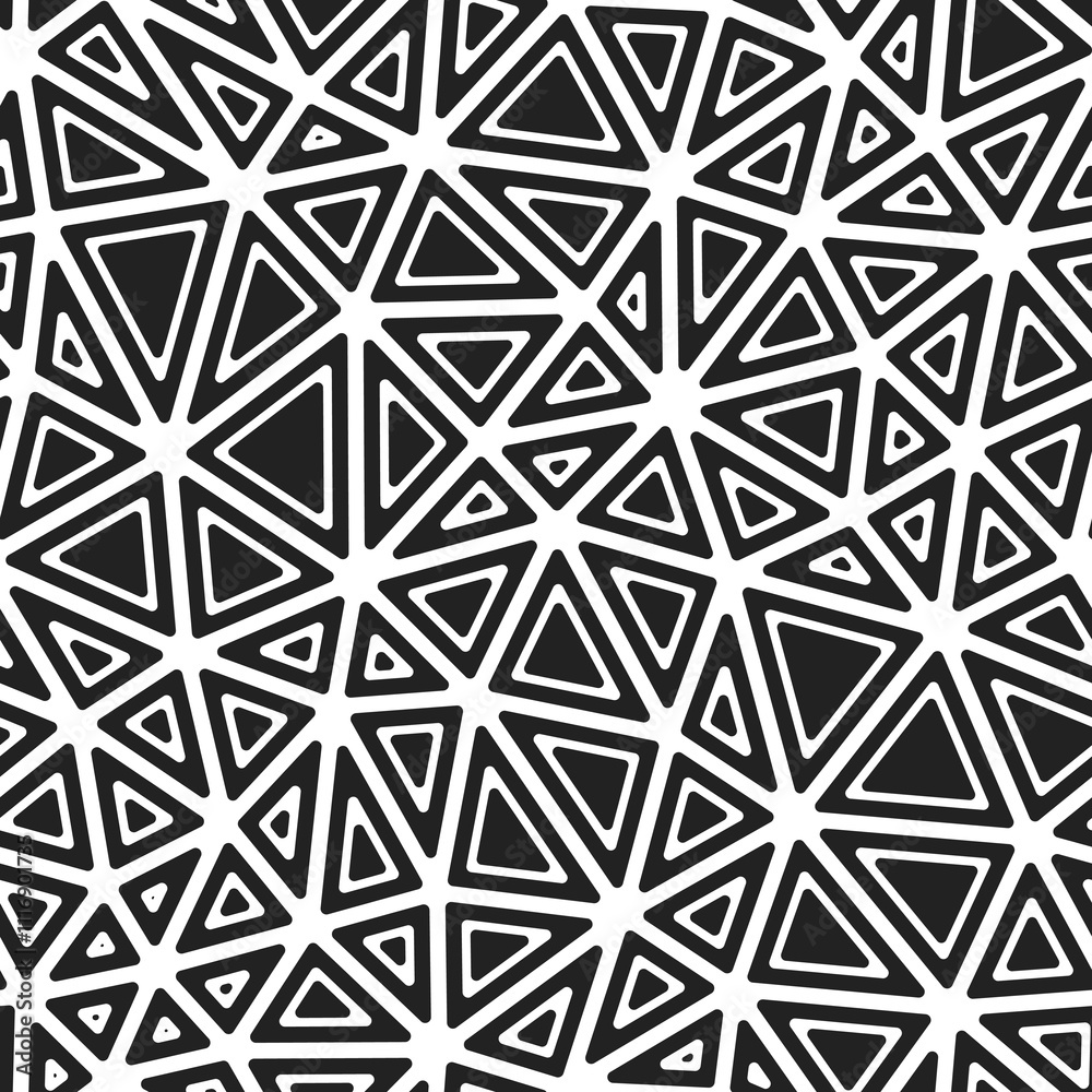 Poster abstract pattern of triangles with rounded solid shapes in frames. medium triangle size in a black a