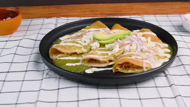 Green enchiladas from mexico, traditional Mexican food