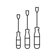 screwdrivers car repair tool line icon vector. screwdrivers car repair tool sign. isolated contour symbol black illustration