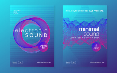 Fest Poster. Electro Vector. Violet Edm Magazine. Dj Trance Element. Electronic Beat Invitation. Dance Background. Green Music Set. Pink Fest Poster