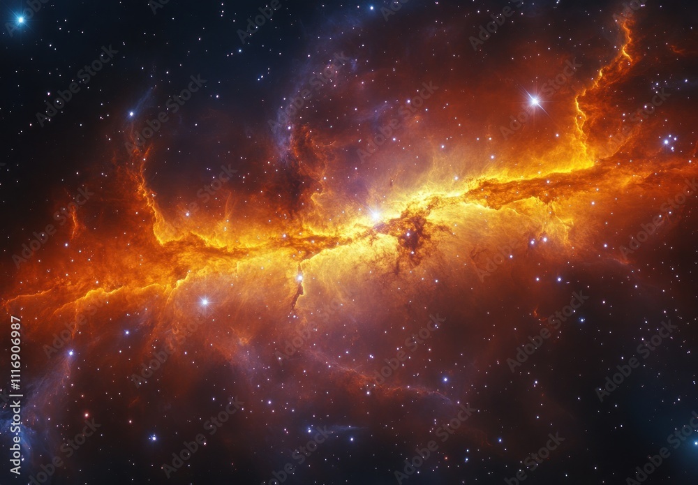 Wall mural vivid nebula in deep space cosmic scene with stellar background and bright colors