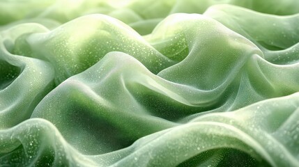 Soft, flowing green fabric with a textured appearance and subtle sheen.