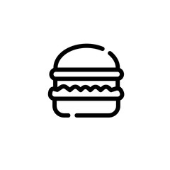 burger simple icon with line art, food logo, restaurant