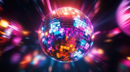 Disco Ball With Neon Lights
