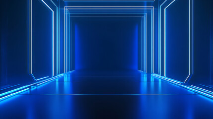 Obraz premium Futuristic Neon Blue Corridor Design