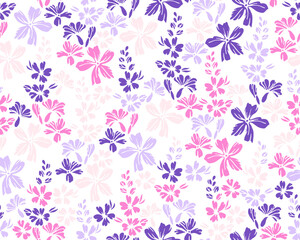 Tiny meadow forget-me-not flowers repeat pattern vector design. Ditsy pretty motif. Rustic chic wallpaper print with flower truss elements. Buttercups blossom summer print.